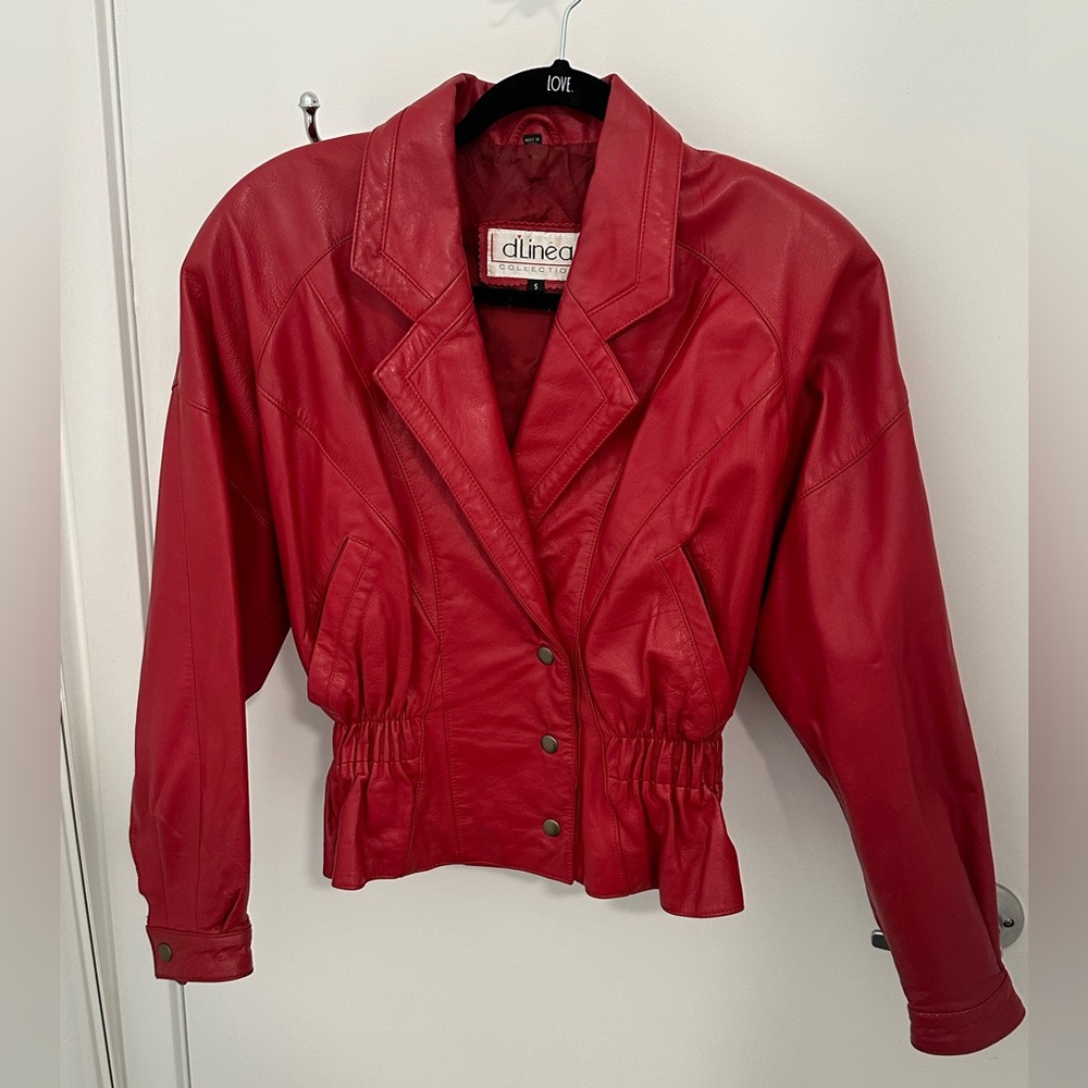 Vintage Red Leather Jacket | Size S